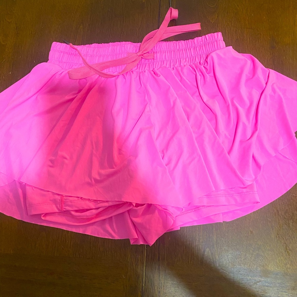 pink athletic skirt with built in shorts